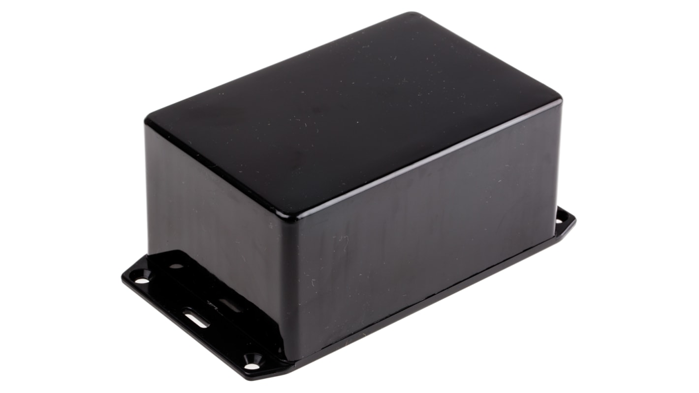 Hammond 1591 Series Black Flame Retardant ABS Enclosure, IP54, Flanged, Black Lid, 120 x 80 x 55mm