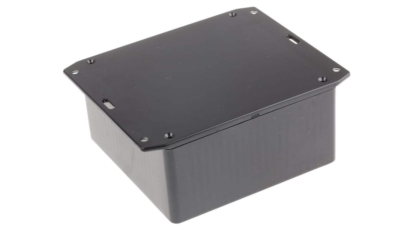 Hammond 1591 Series Black Flame Retardant ABS Enclosure, IP54, Flanged, Black Lid, 120 x 120 x 55mm