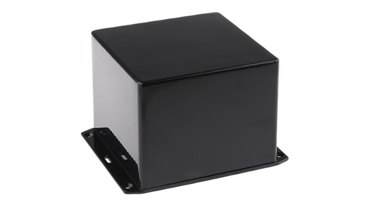 Hammond 1591 Series Black Flame Retardant ABS Enclosure, IP54, Flanged, Black Lid, 120 x 120 x 94mm