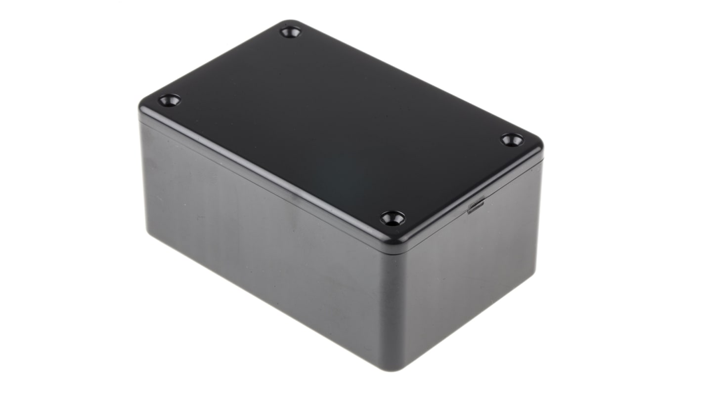 Hammond 1591 Series Black Flame Retardant ABS Enclosure, IP54, Black Lid, 85 x 56 x 39mm