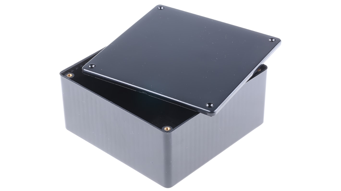 Hammond 1591 Series Black Flame Retardant ABS Enclosure, IP54, Black Lid, 120 x 120 x 59mm