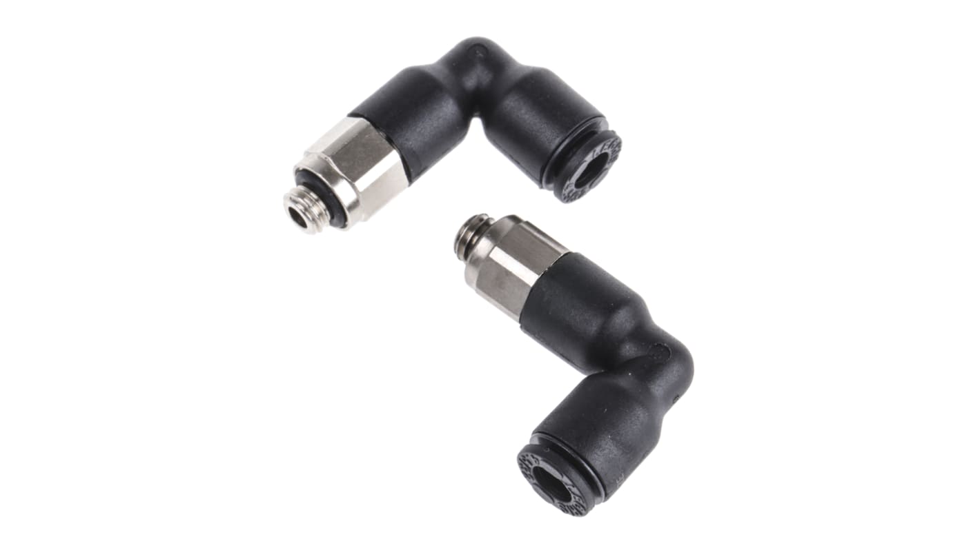 Legris LF3000 Series Elbow Threaded Adaptor, M5 Male to Push In 4 mm, Threaded-to-Tube Connection Style