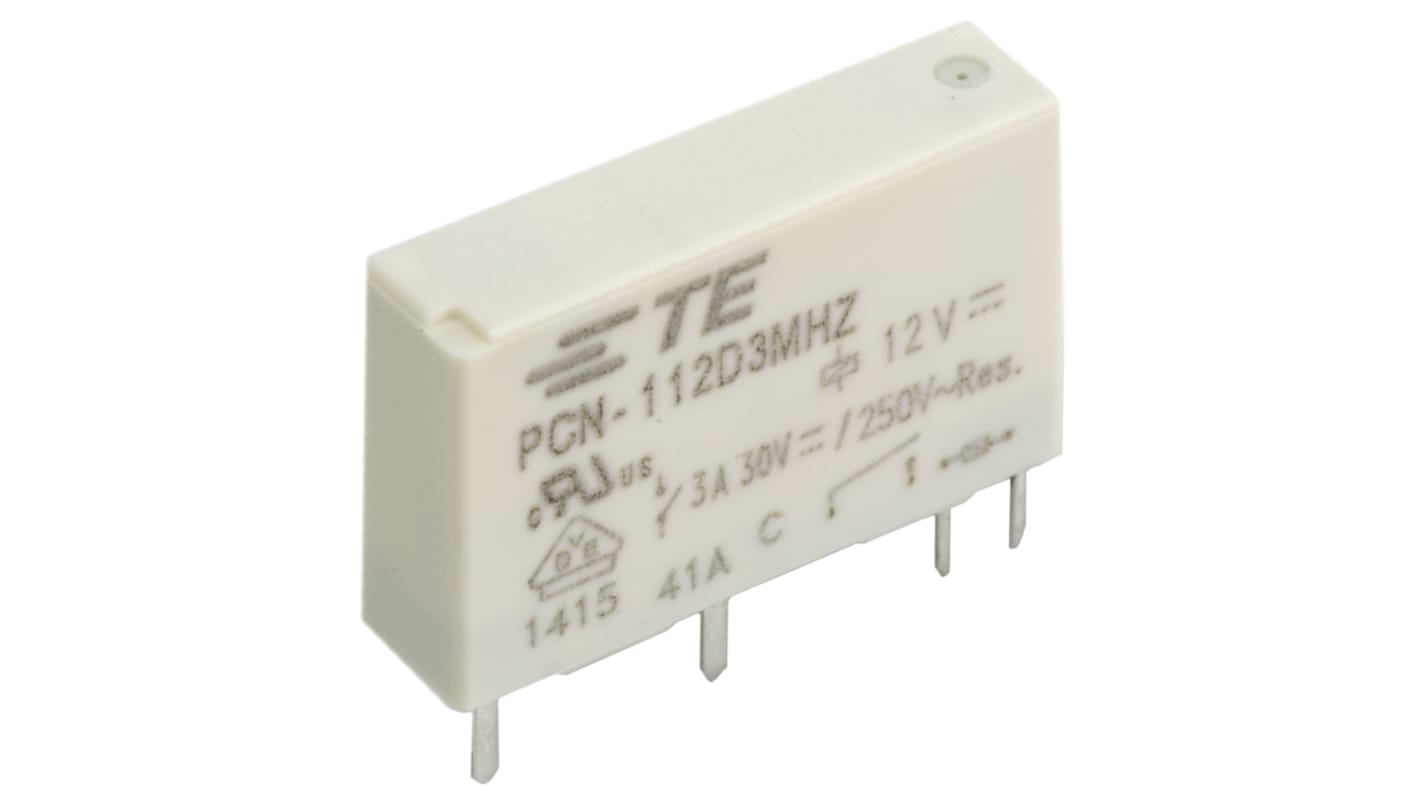 TE Connectivity PCB Mount Power Relay, 12V dc Coil, 3A Switching Current, SPST