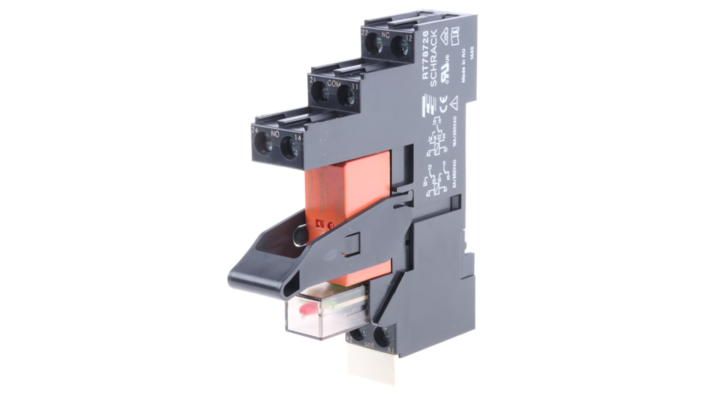 TE Connectivity RT Series Interface Relay, DIN Rail Mount, 24V dc Coil, SPDT, 1-Pole