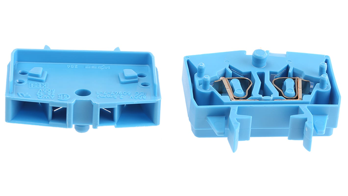 Wago 264 Series Blue Feed Through Terminal Block, 2.5mm², Single-Level, Cage Clamp Termination, ATEX, IECEx