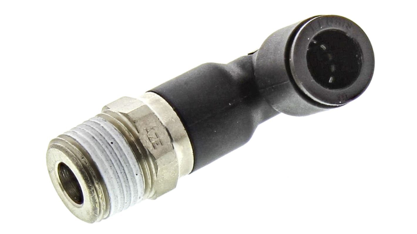 Legris LF3000 Series Elbow Threaded Adaptor, R 3/8 Male to Push In 10 mm, Threaded-to-Tube Connection Style