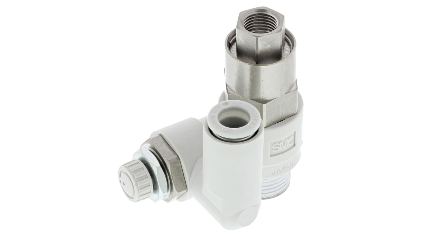 SMC ASP Series Threaded Flow Regulator, R 3/8 Male Inlet Port x 8mm Tube Outlet Port