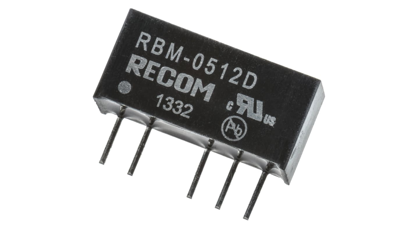 Convertisseur DC-DC Recom, RBM, Montage traversant, 1W, 2 sorties, ±12V c.c., ±41mA