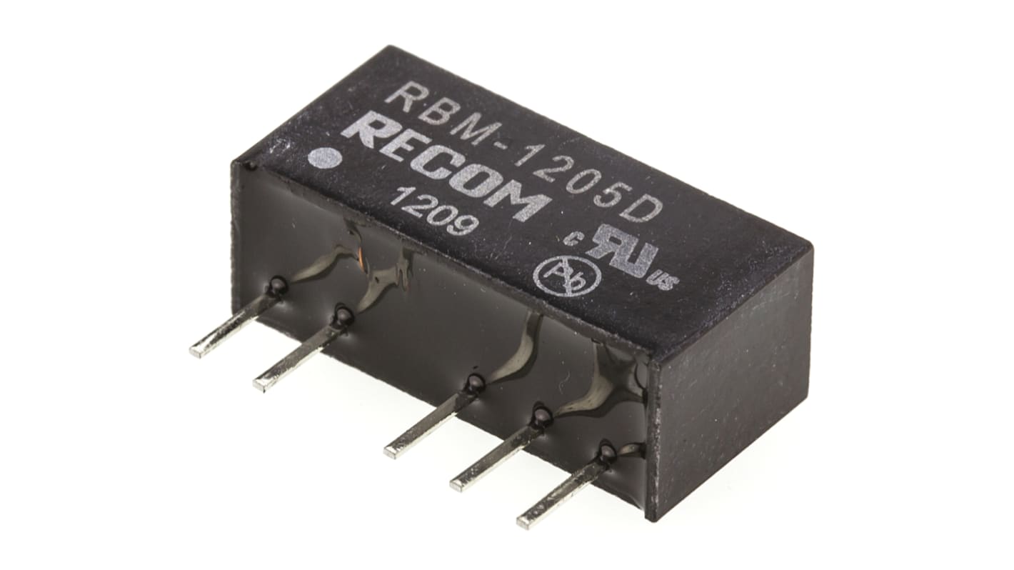 Convertisseur DC-DC Recom, RBM, Montage traversant, 1W, 2 sorties, ±5V c.c., ±100mA