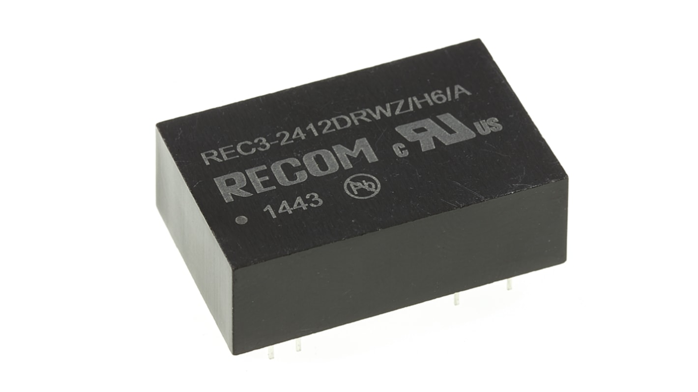 Recom REC3 DC-DC Converter, ±12V dc/ ±125mA Output, 9 → 36 V dc Input, 3W, Through Hole, +85°C Max Temp -40°C