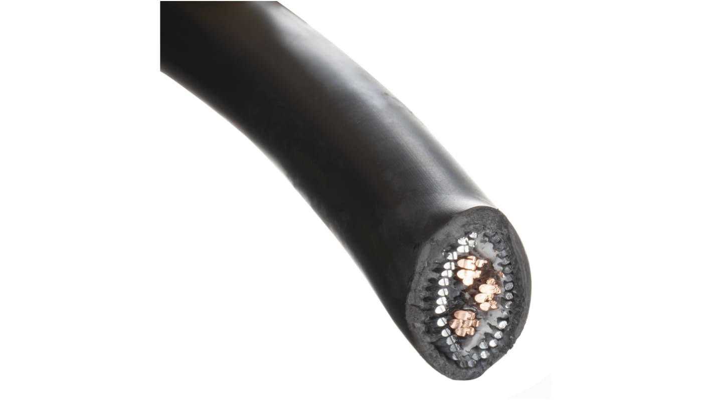 Prysmian Netzkabel, 3-adrig Schwarz x 6 mm² /Ø 15.2mm 56 A,  50m, 1 kV, Raucharm halogenfrei (LSZH)