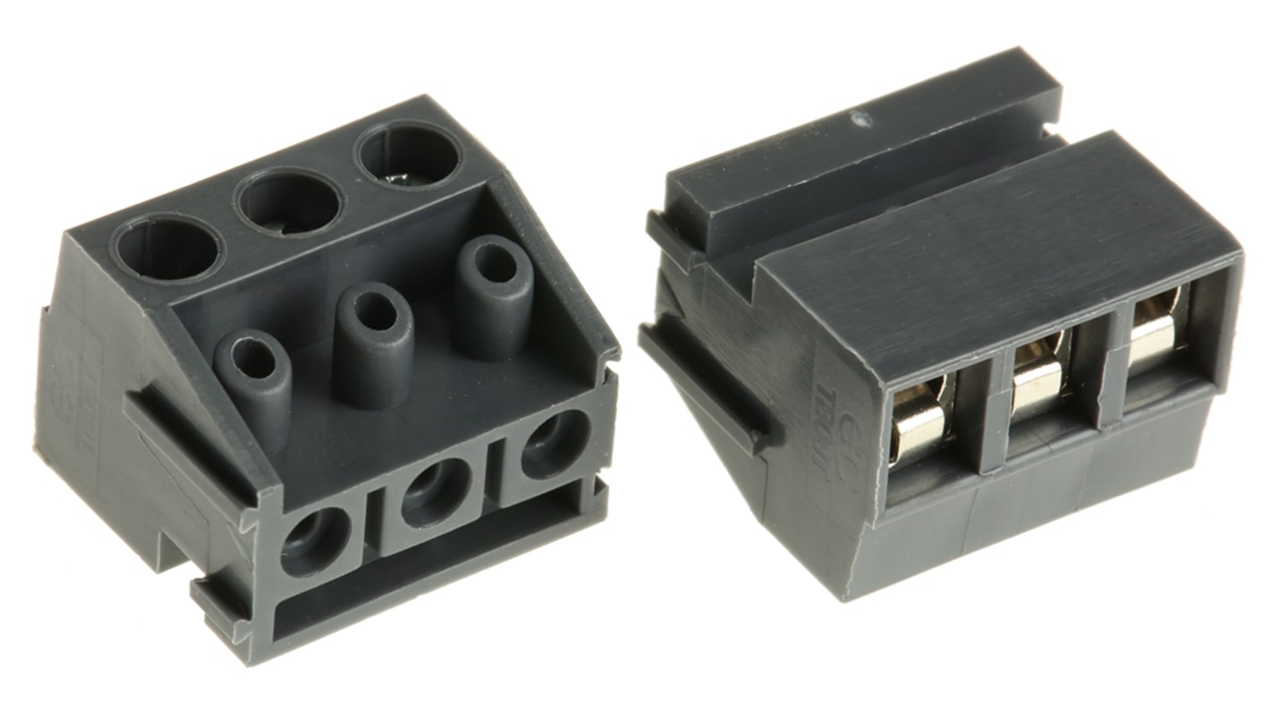 RS PRO PCB Terminal Block, 3-Contact, 5mm Pitch, Through Hole Mount, 1-Row, Screw Termination