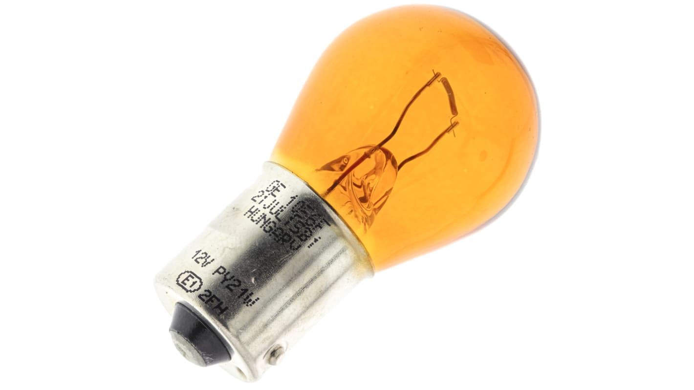 Automobilová klasická žárovka, objímka žárovky: BA15s, barva čočky: Žlutá, 12 V