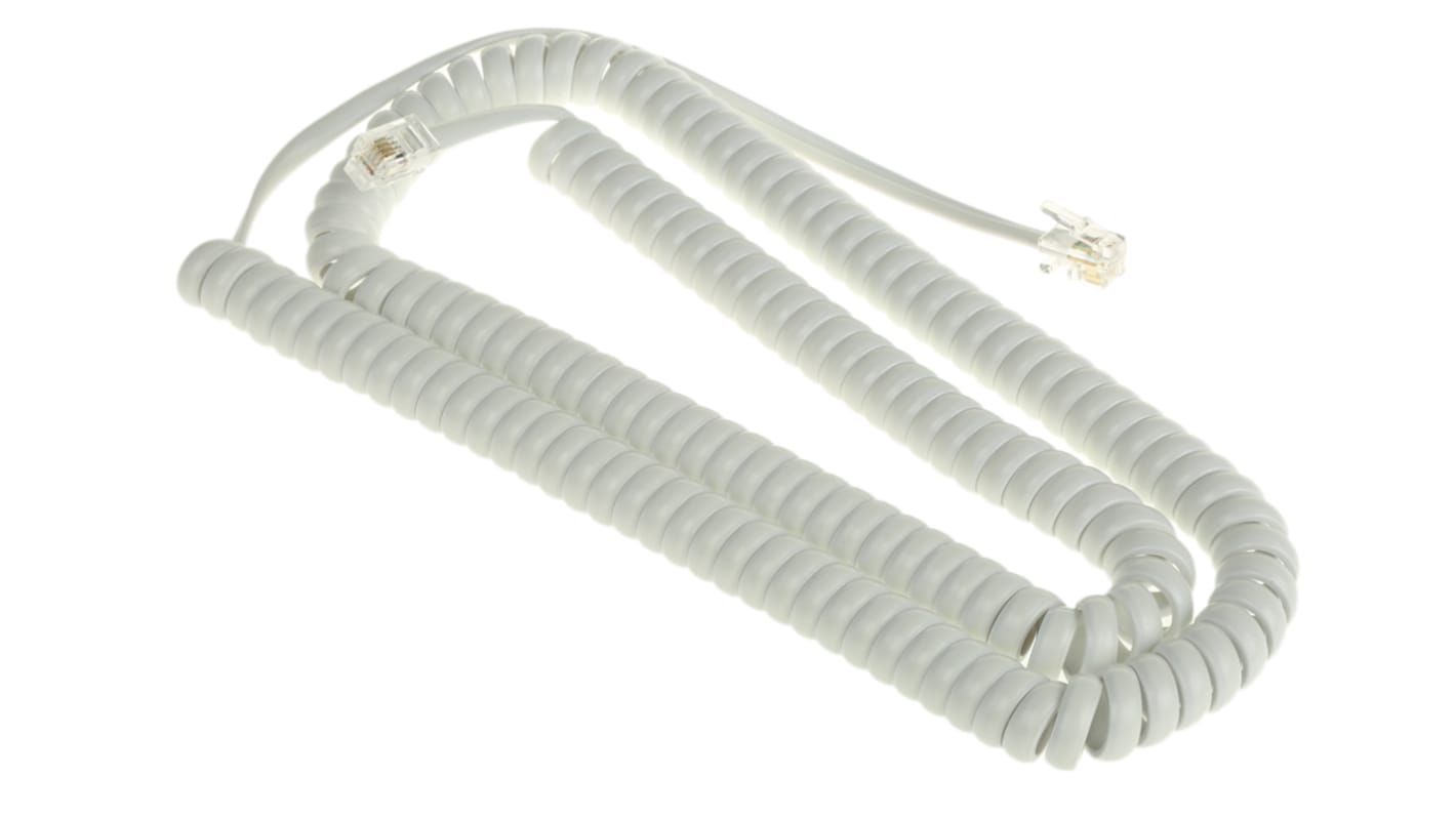 RS PRO Telephone Extension Cable, White Sheath, 5m