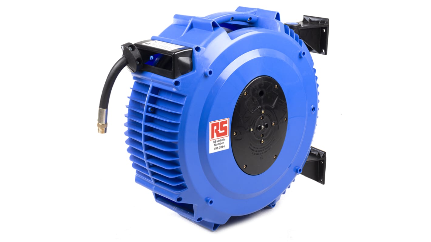 RS PRO 1/2 in G 12mm 490mm Hose Reel 16 bar 18m Length, Wall Mounting