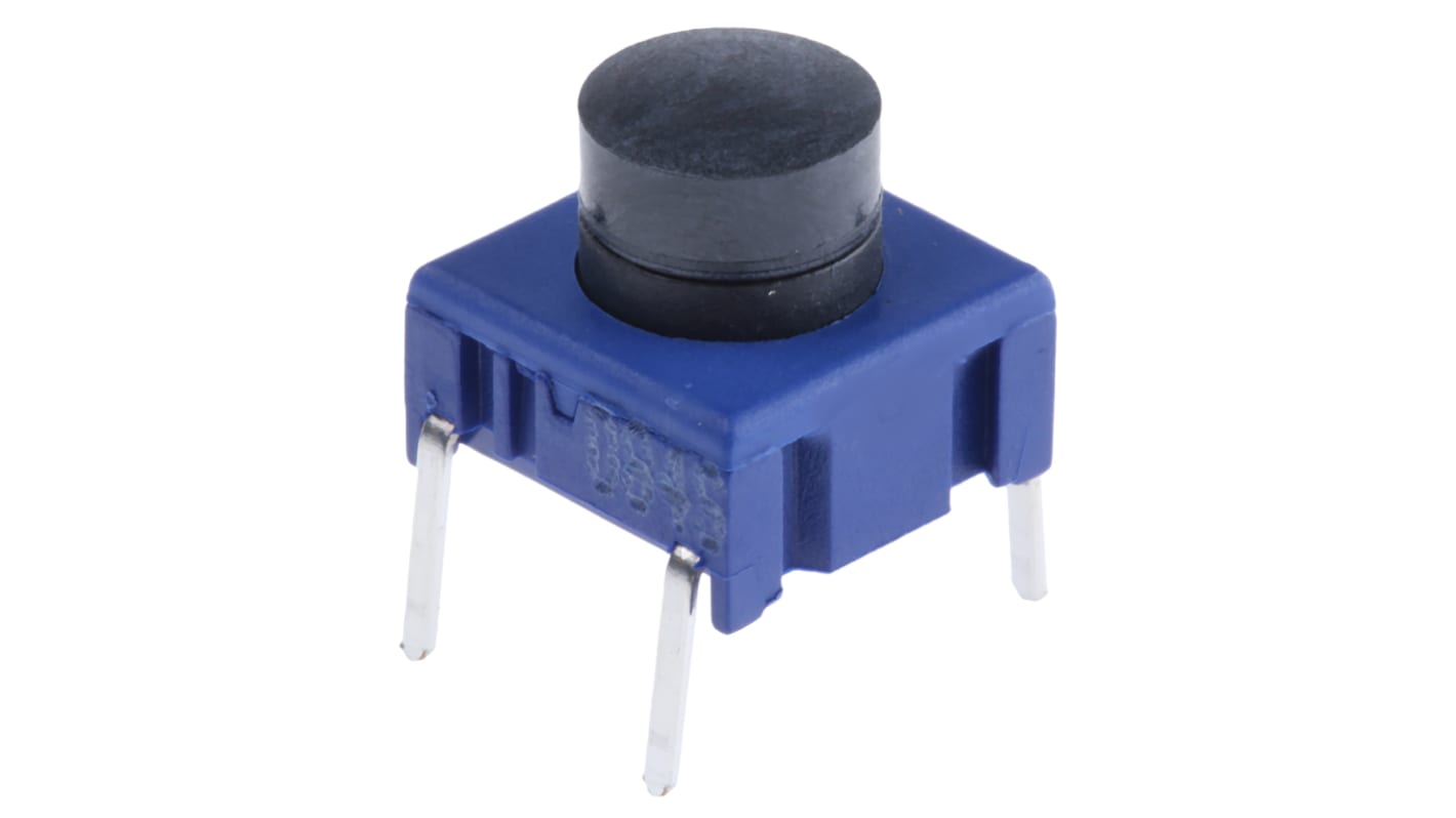 Black Button Tactile Switch, SPST 50 mA @ 24 V dc 4.4mm