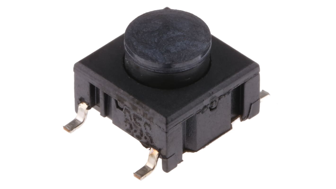 IP67 Black Button Tactile Switch, SPST 50 mA @ 24 V dc 2.9mm PCB