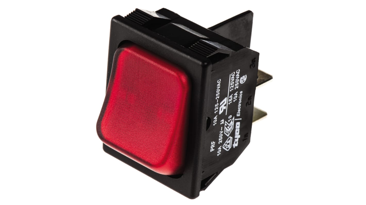 TE Connectivity Illuminated DPST, On-Off Rocker Switch Panel Mount