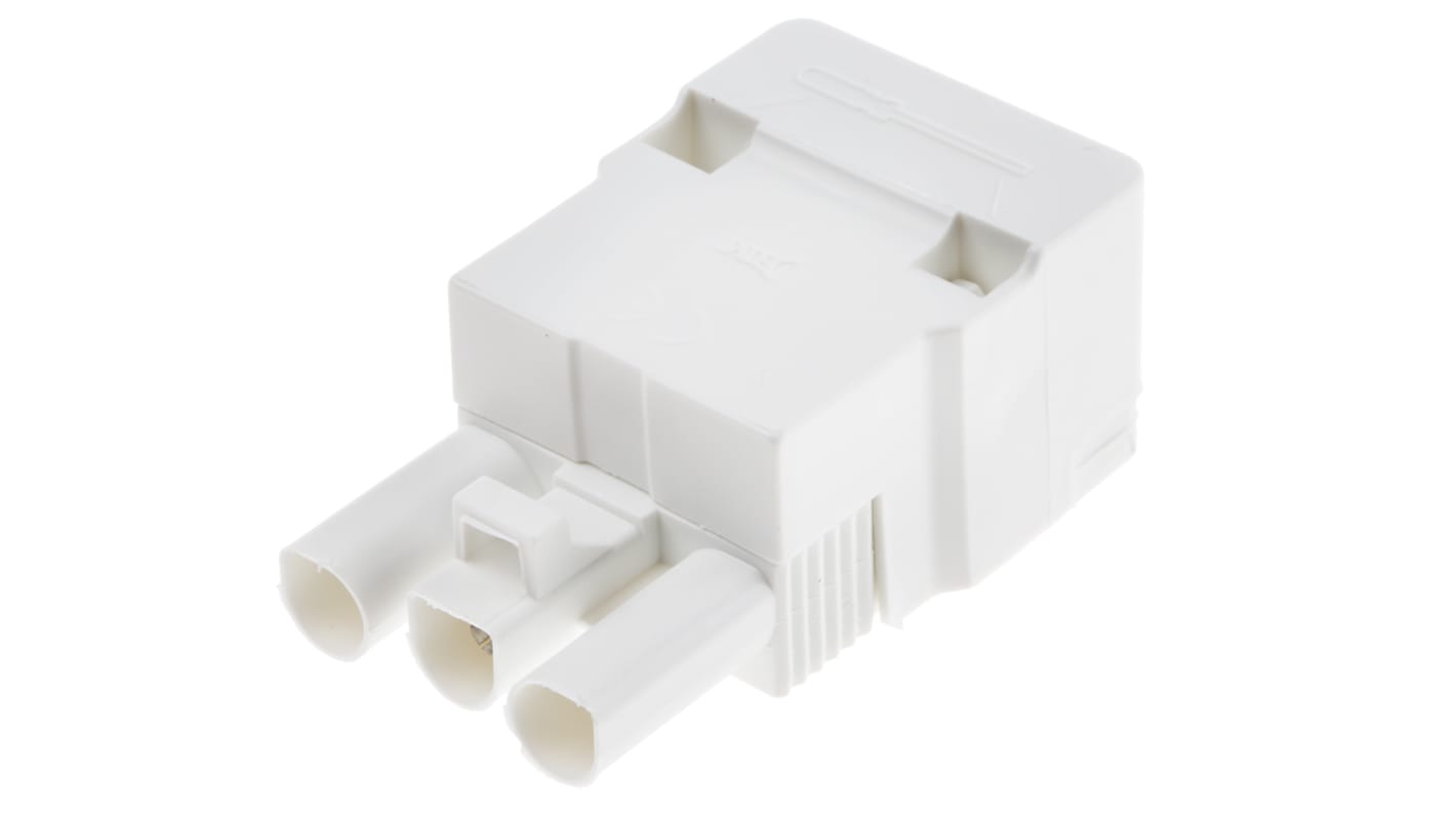 Clema Hembra RS PRO de 3 vías, para cable de 2,5 mm², 16A, 400 V, Sujeto con Tornillo, de color Blanco