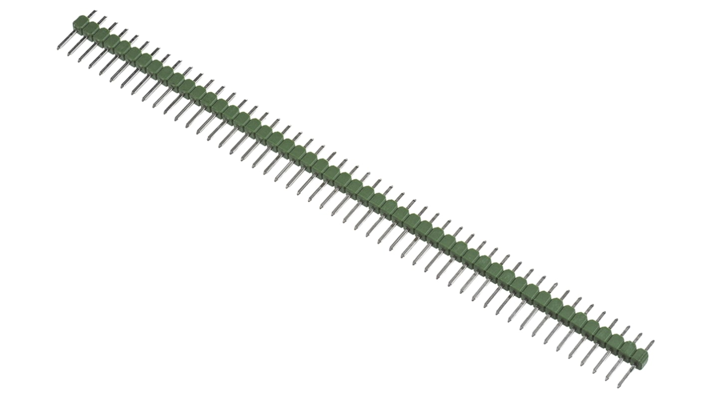 Regleta de pines TE Connectivity serie AMPMODU MOD II de 50 vías, 1 fila, paso 2.54mm, para soldar, Montaje en orificio