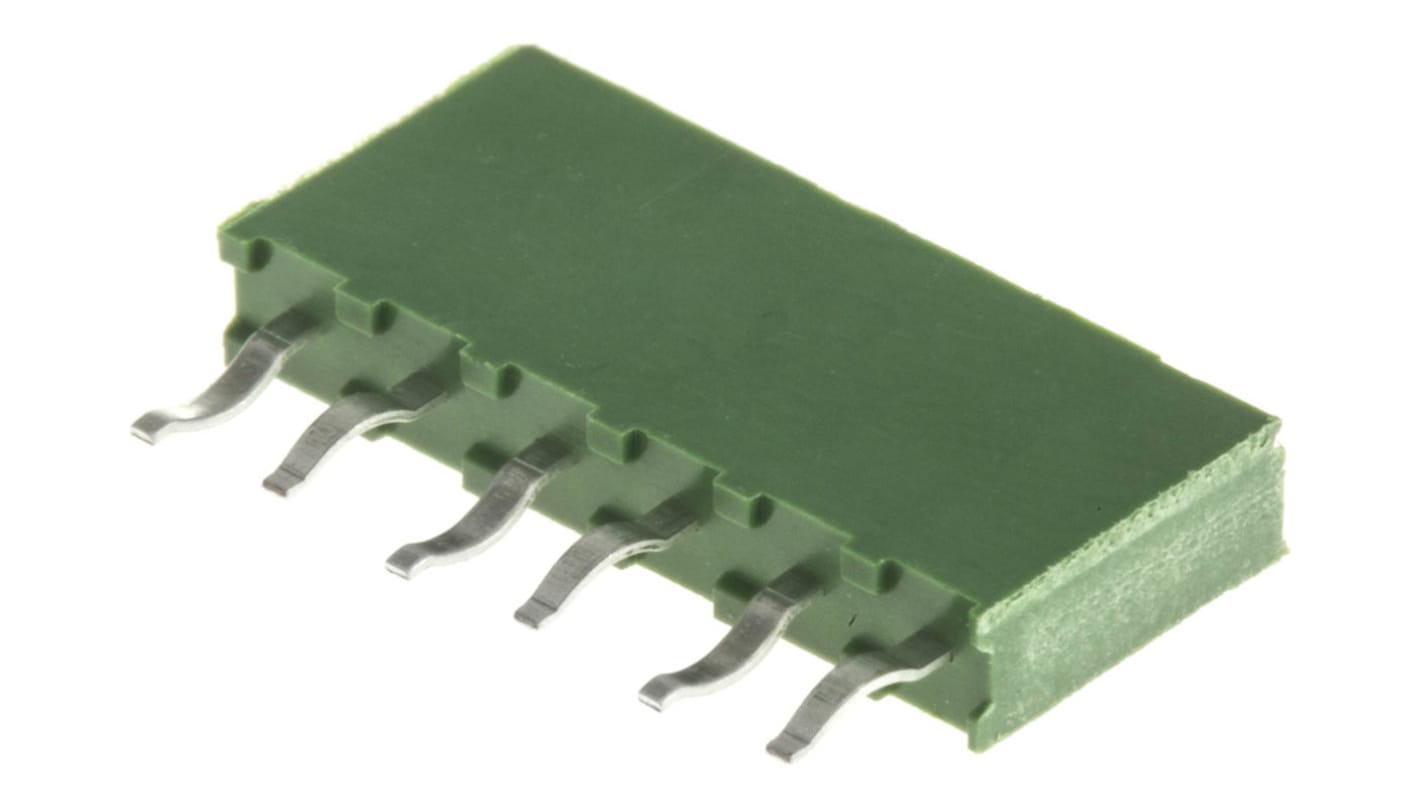 TE Connectivity AMPMODU HV100 Series Straight Through Hole Mount PCB Socket, 6-Contact, 1-Row, 2.54mm Pitch, Solder