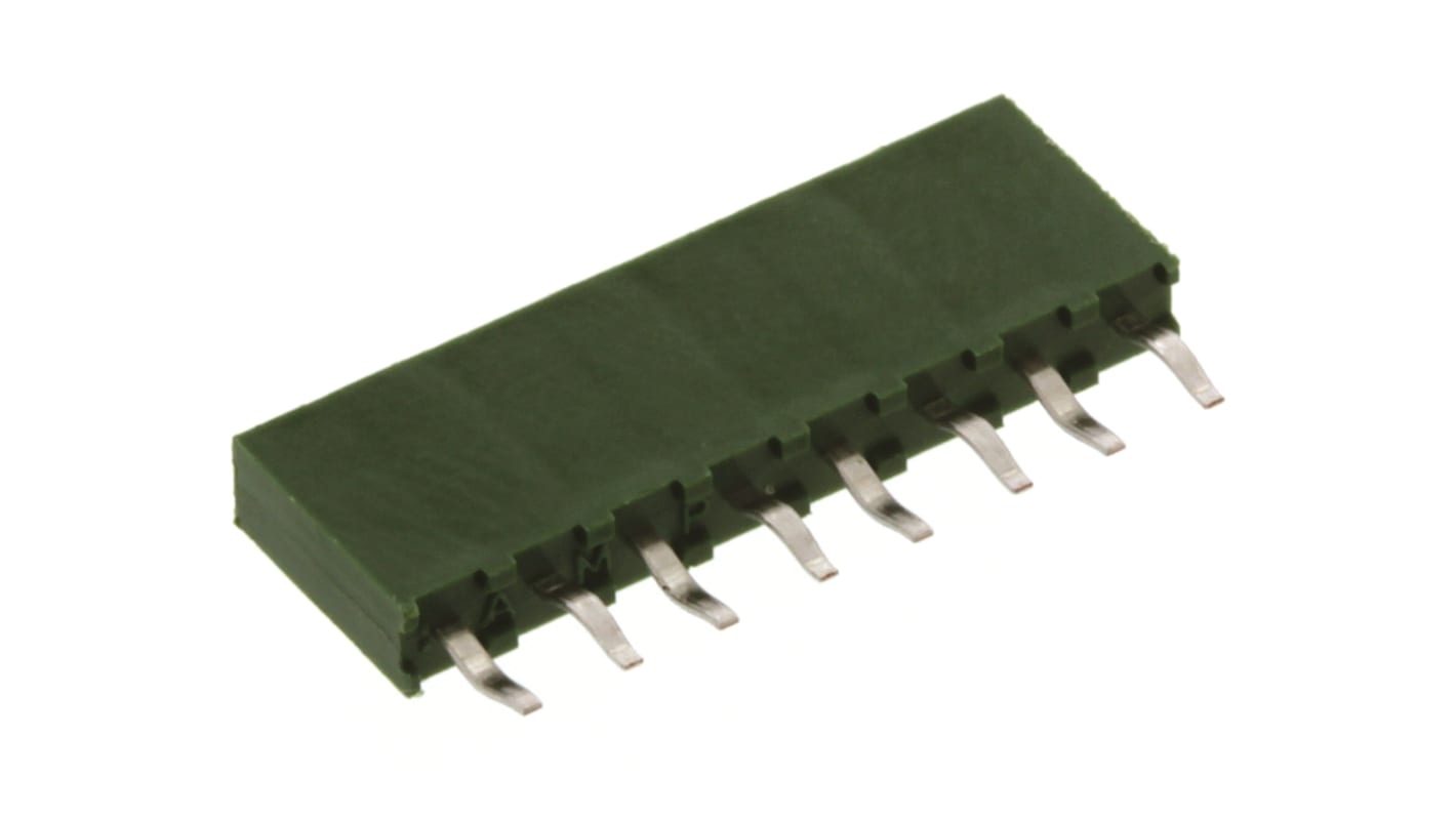 TE Connectivity AMPMODU HV100 Series Straight Through Hole Mount PCB Socket, 8-Contact, 1-Row, 2.54mm Pitch, Solder