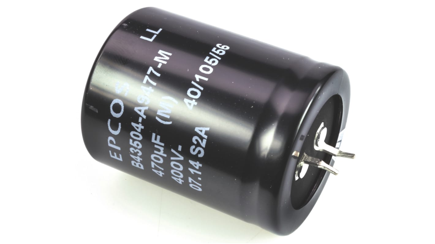 EPCOS 470μF Aluminium Electrolytic Capacitor 400V dc, Snap-In - B43504A9477M000