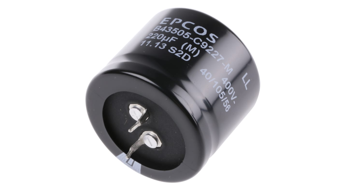 Epcos 220μF Electrolytic Capacitor 400V dc, Snap-In - B43505C9227M