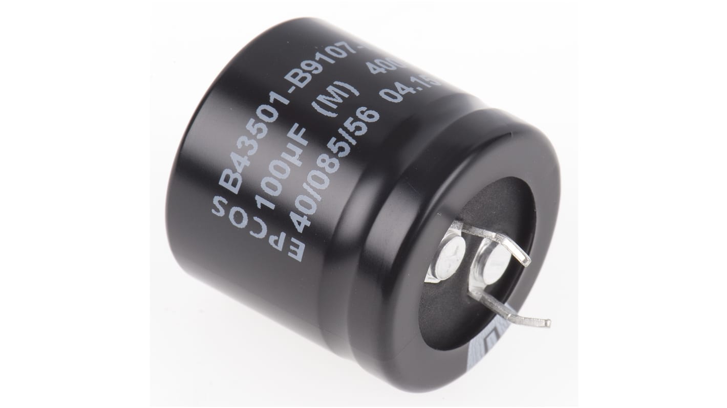 EPCOS 100μF Aluminium Electrolytic Capacitor 400V dc, Snap-In - B43501B9107M