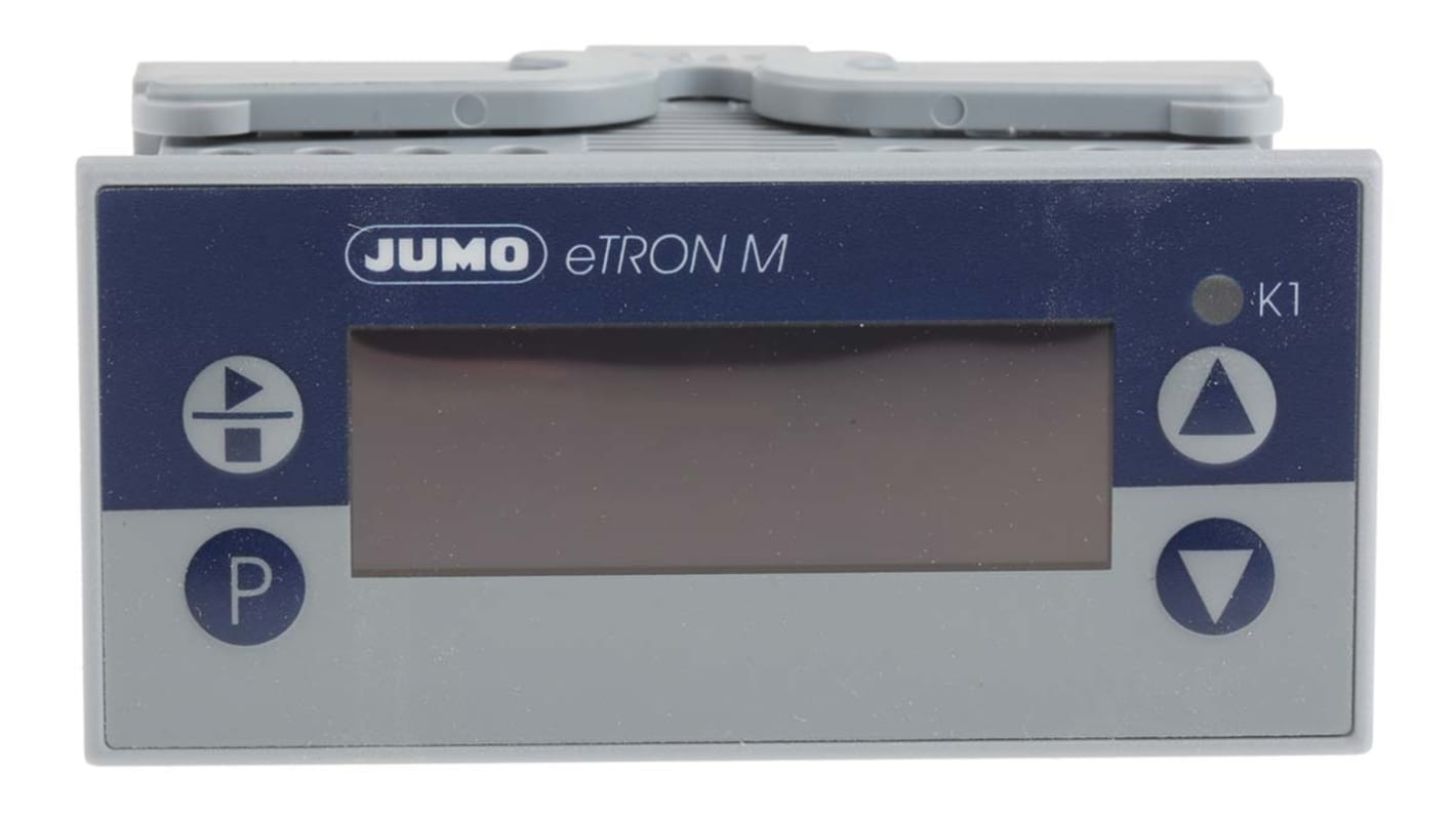 Jumo eTRON Panel Mount Thermostat, 76 x 36mm, 1 Output 1 Relay, 230 V ac Supply Voltage