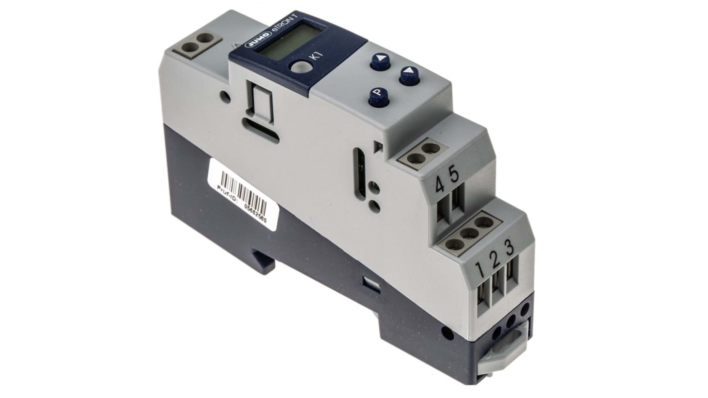 Jumo eTRON DIN Rail Thermostat, 93.5 x 22.5mm, 1 Output 1 changeover contact 10A 250V, 12 → 24 V dc Supply