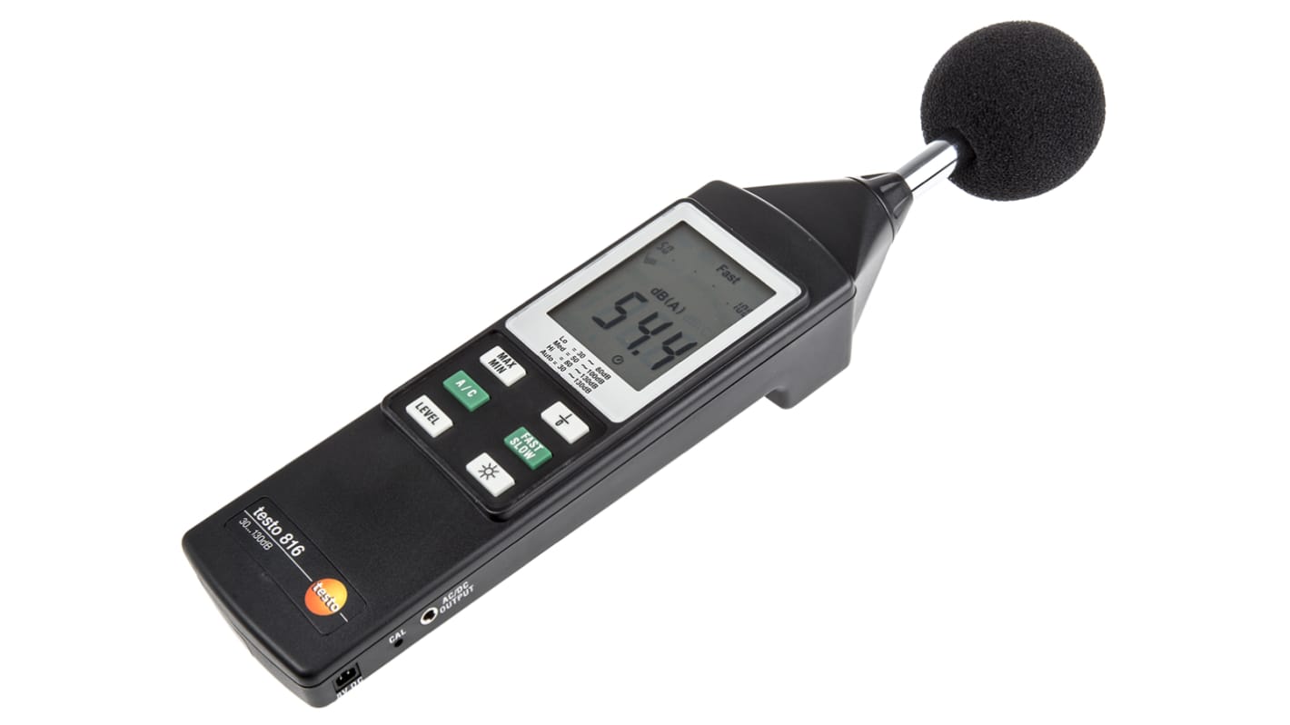 Testo Testo 816  Datalogging Sound Level Meter, 30dB to 130dB, 8kHz max