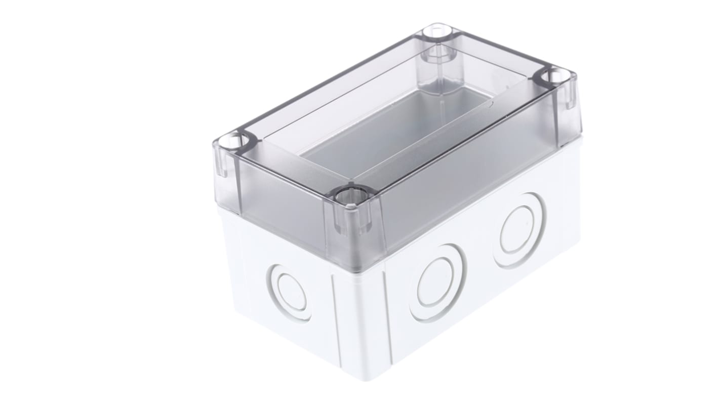 Fibox Grey Polycarbonate Enclosure, IP66, IP67, Clear Lid, 130 x 80 x 75mm