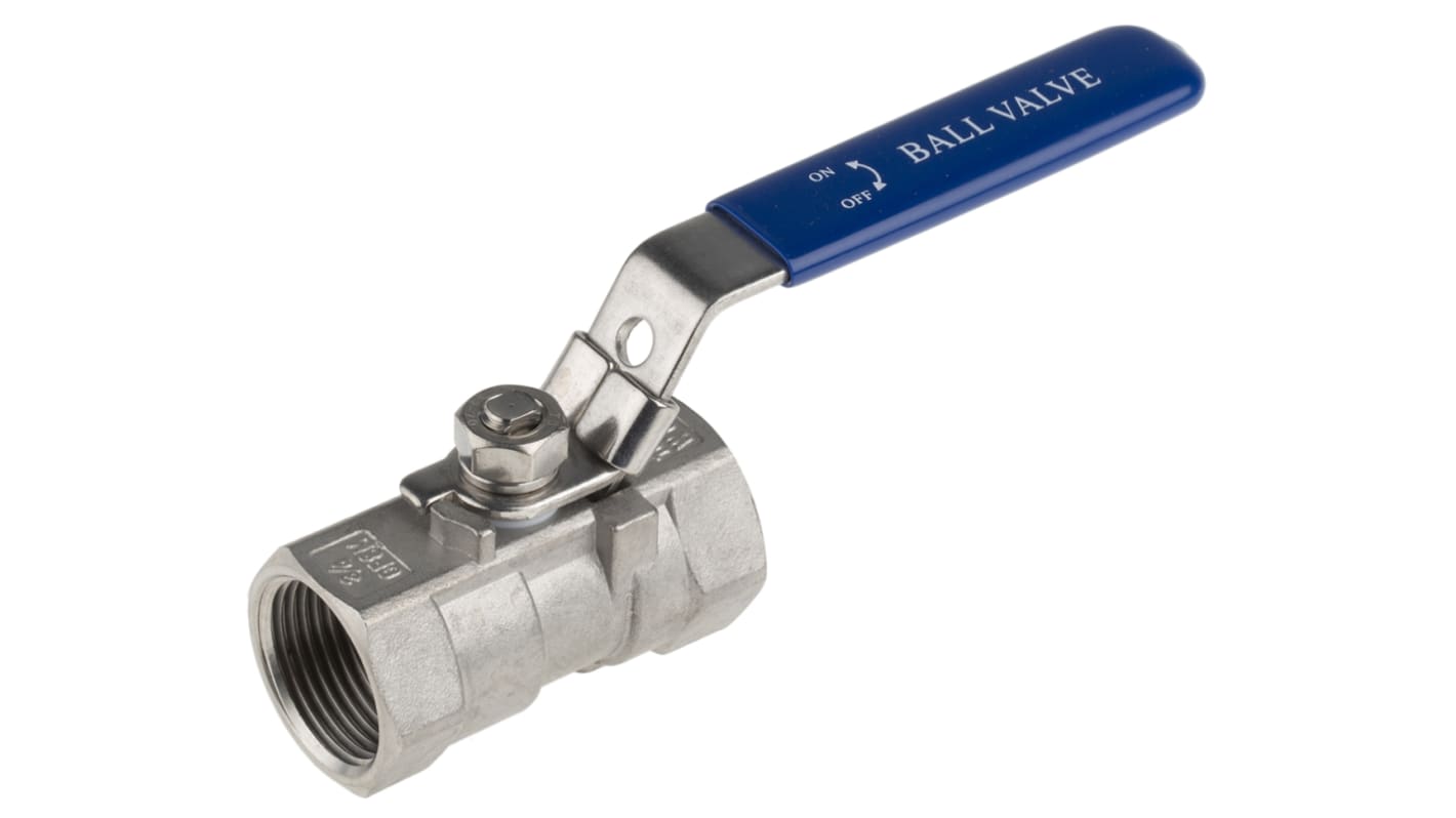 RS PRO Stainless Steel Reduced Bore, 2 Way, Ball Valve, BSPP 3/4in, 68bar Operating Pressure