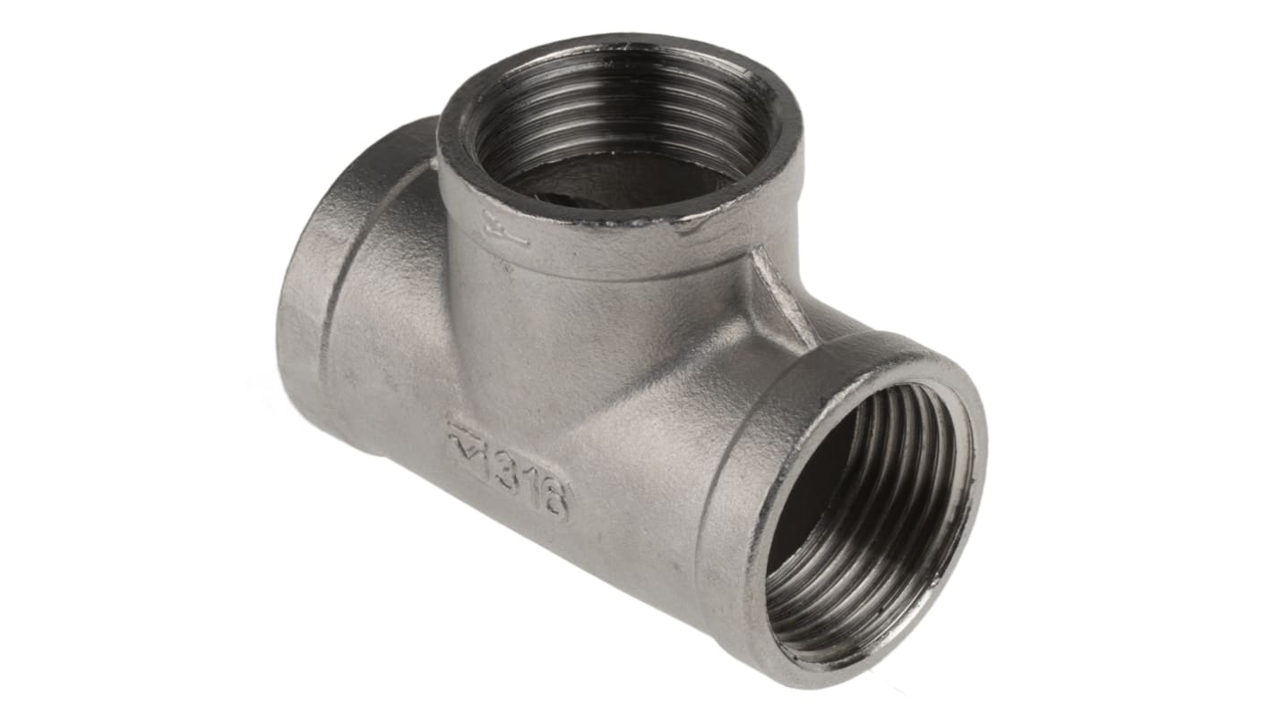 RS PRO Stainless Steel Pipe Fitting, Tee Circular Tee, Female G 1in x Female G 1in x Female G 1in