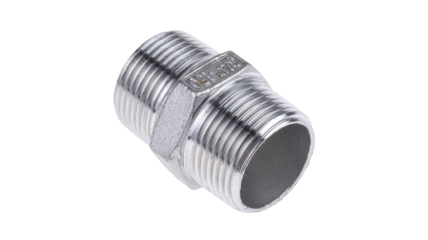 RS PRO Stainless Steel Pipe Fitting Hexagon Hexagon Nipple, Male R 3/4in x Male R 3/4in