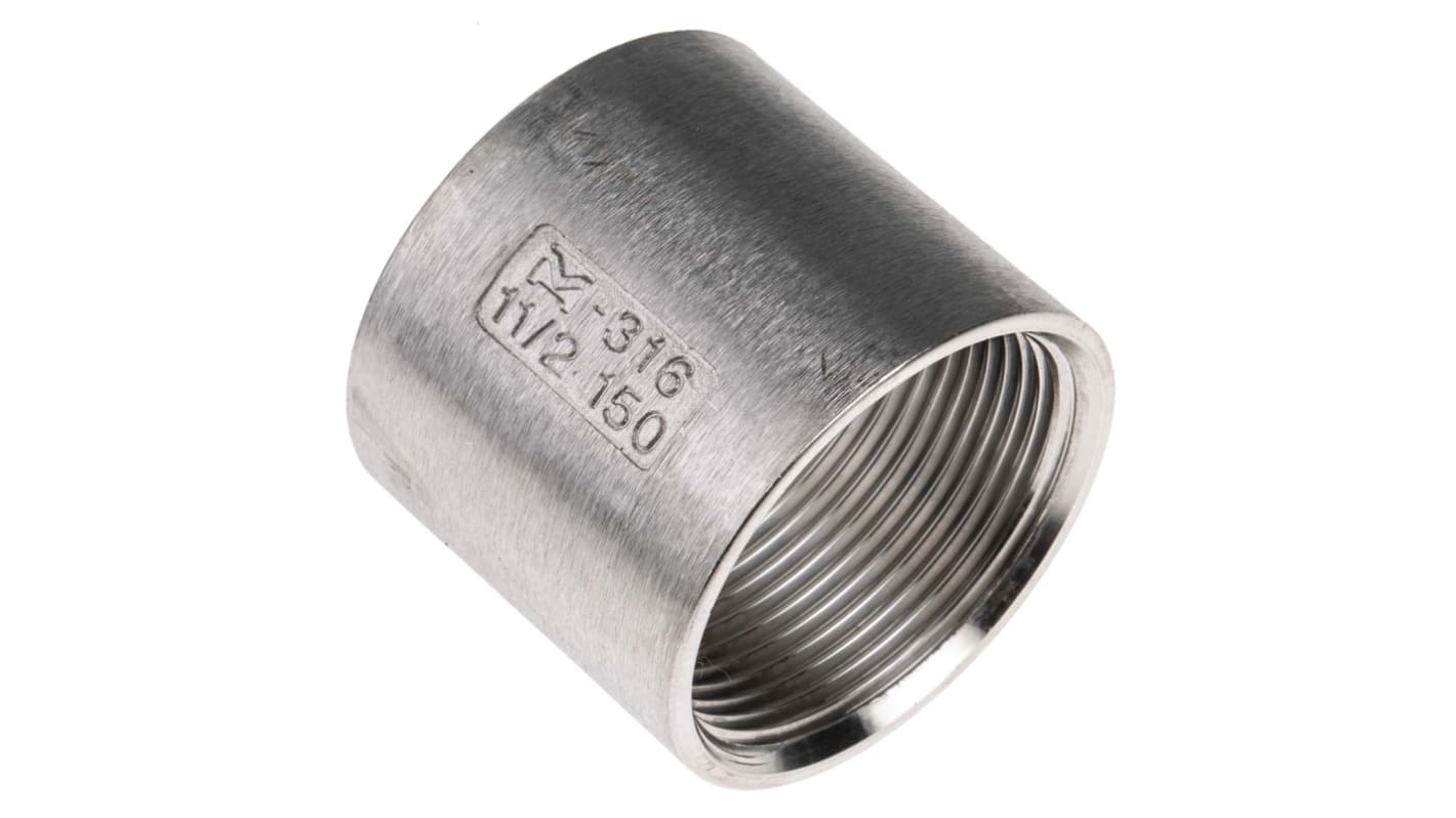 RS PRO Stainless Steel Pipe Fitting Socket, Female G 1-1/2in x Female G 1-1/2in