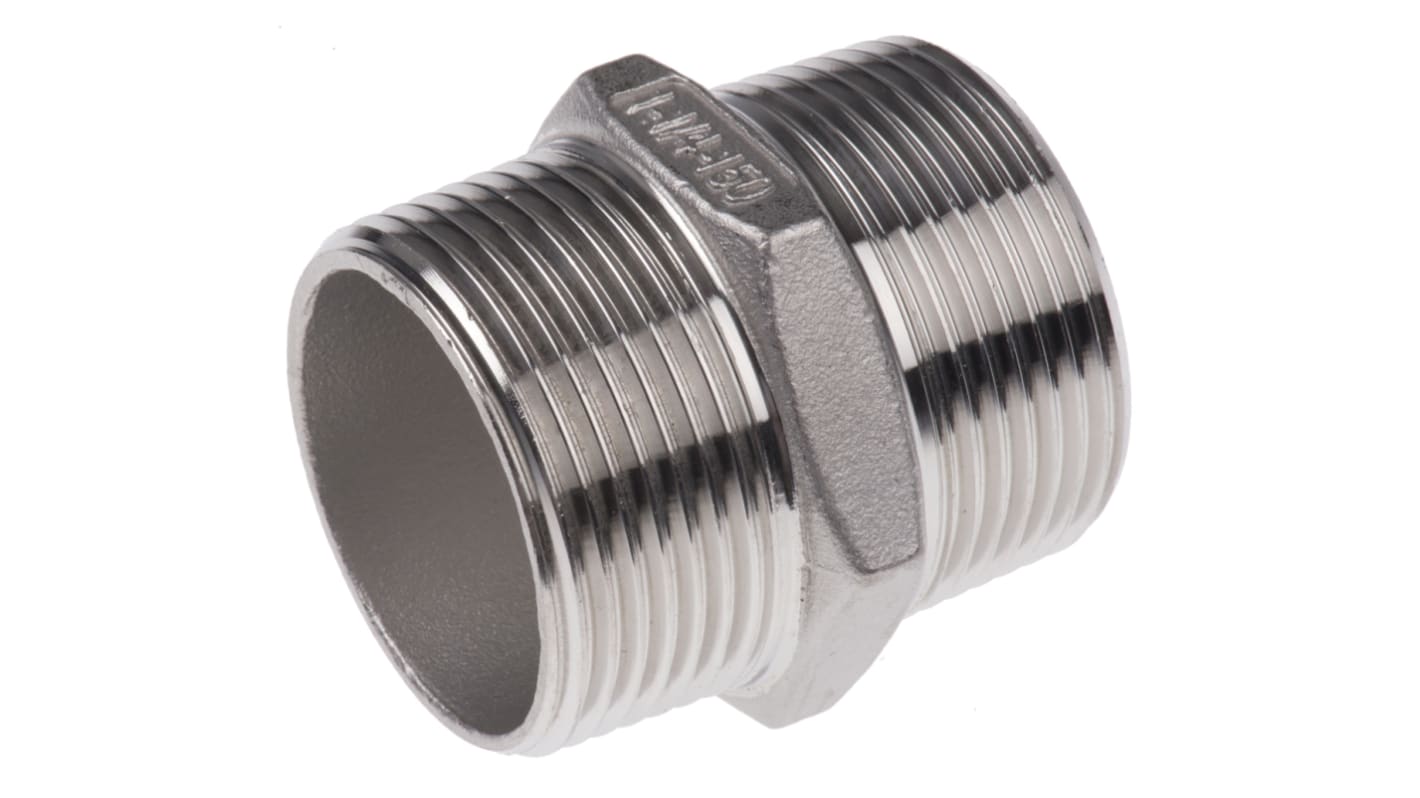 RS PRO Stainless Steel Pipe Fitting Hexagon Hexagon Nipple, Male R 1-1/4in x Male R 1-1/4in