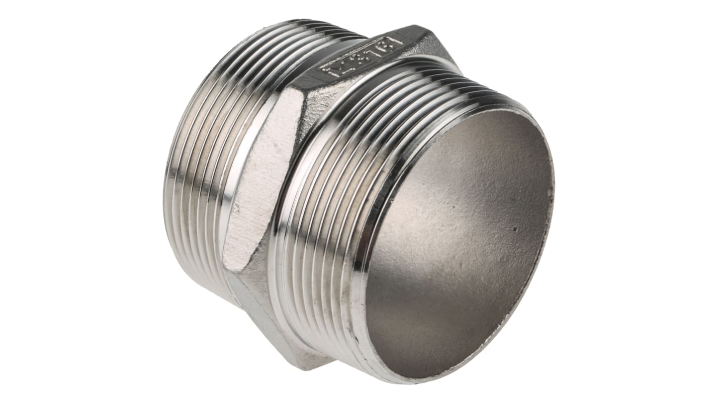 RS PRO Stainless Steel Pipe Fitting Hexagon Hexagon Nipple, Male R 2in x Male R 2in