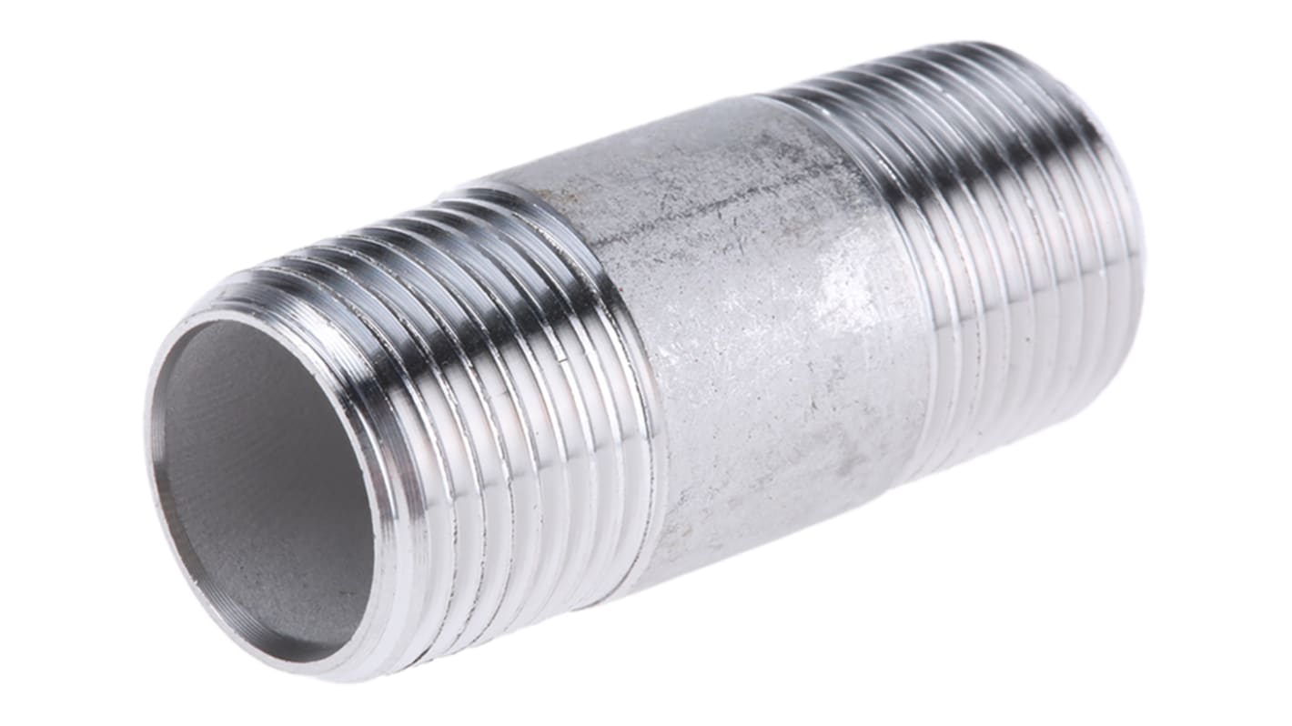 RS PRO Stainless Steel Pipe Fitting, Straight Circular Barrel Nipple