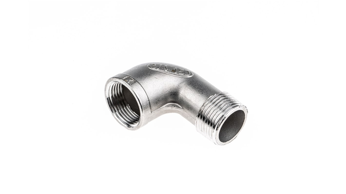 RS PRO Stainless Steel Pipe Fitting, 90° Circular Elbow, Female R 3/4in x Male R 3/4in