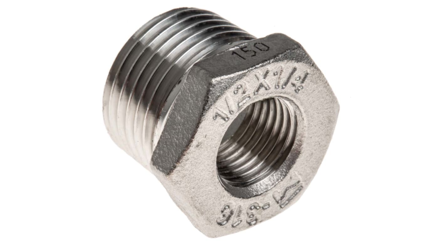 RS PRO Stainless Steel Pipe Fitting Hexagon Bush, Male R 1/2in x Female G 1/4in