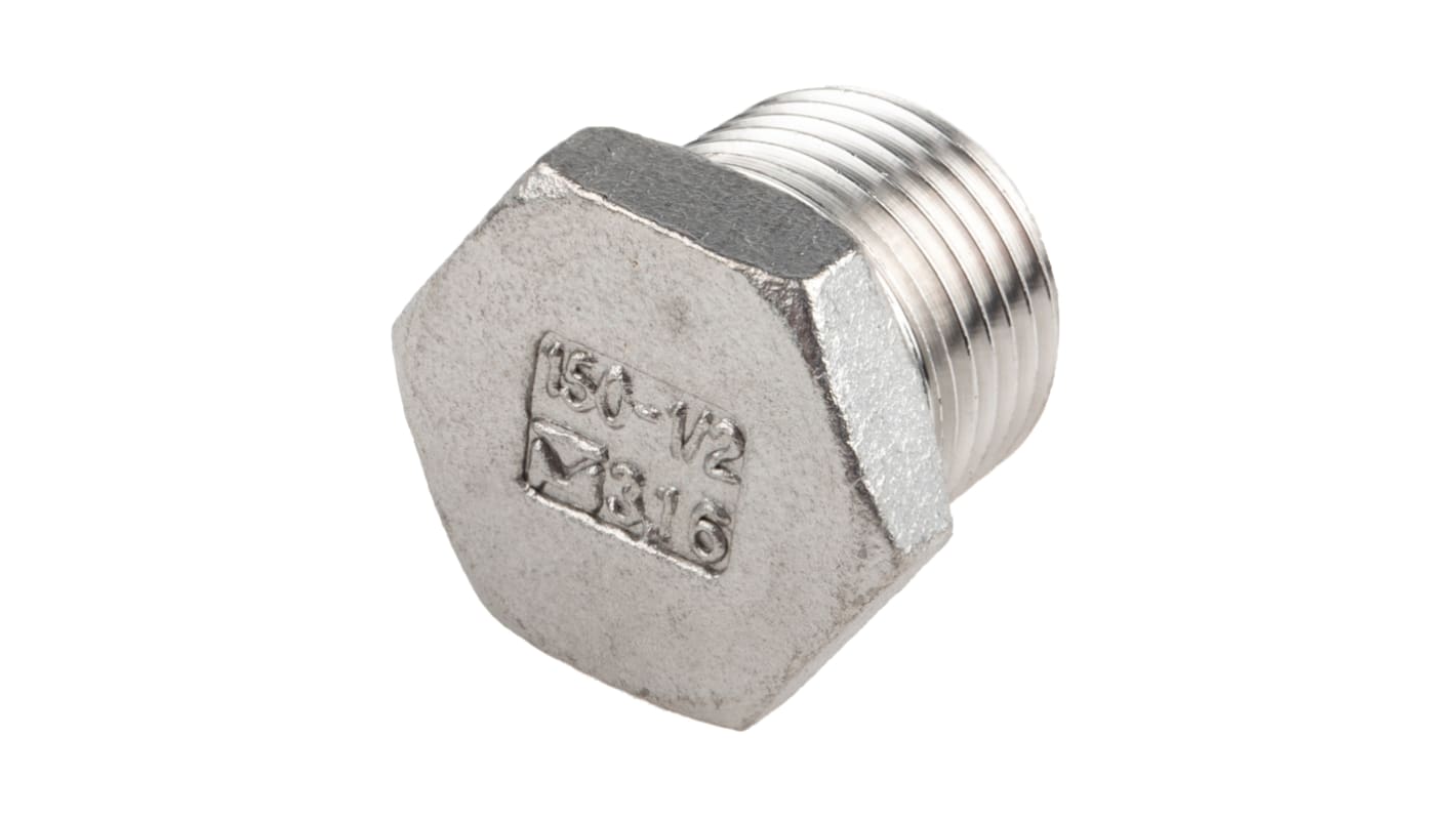 RS PRO Stainless Steel Pipe Fitting Hexagon Plug, Male R 1/2in