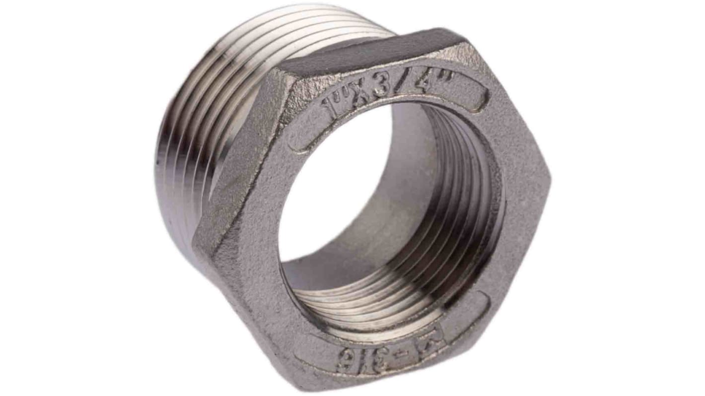 RS PRO Stainless Steel Pipe Fitting Hexagon Bush, Male R 1in x Female G 3/4in