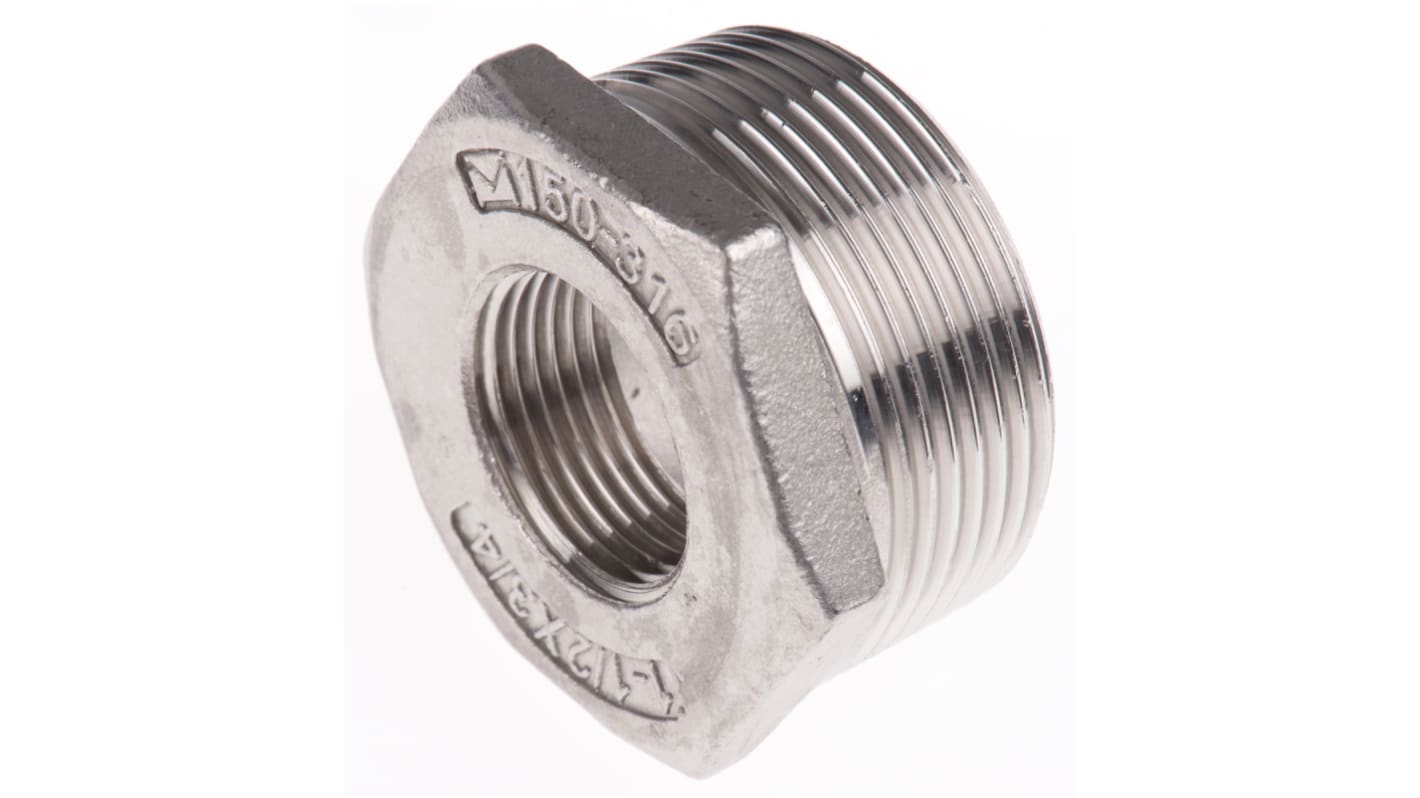 RS PRO Stainless Steel Pipe Fitting Hexagon Bush, Male R 1-1/2in x Female G 3/4in