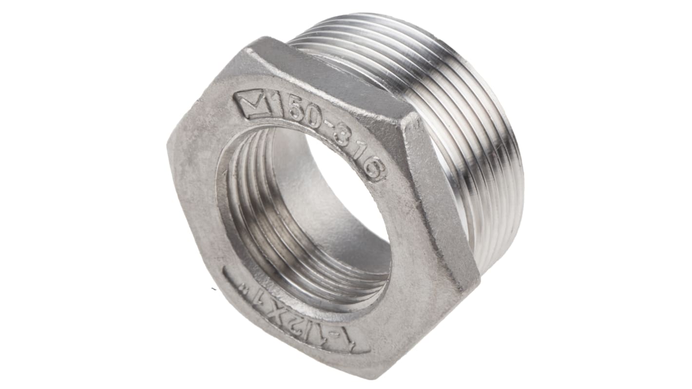 RS PRO Stainless Steel Pipe Fitting Hexagon Bush, Male R 1-1/2in x Female G 1in