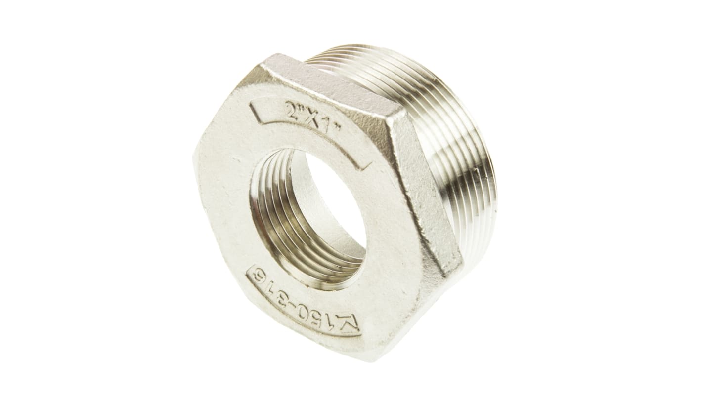 RS PRO Stainless Steel Pipe Fitting Hexagon Bush, Male R 2in x Female G 1in