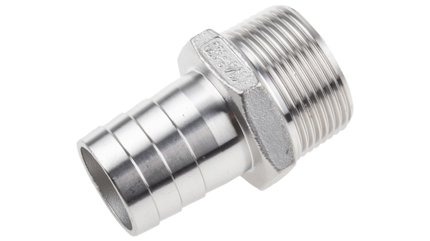 RS PRO Stainless Steel Pipe Fitting, Straight Hexagon Hose Nipple, Male R 1-1/4in x Male