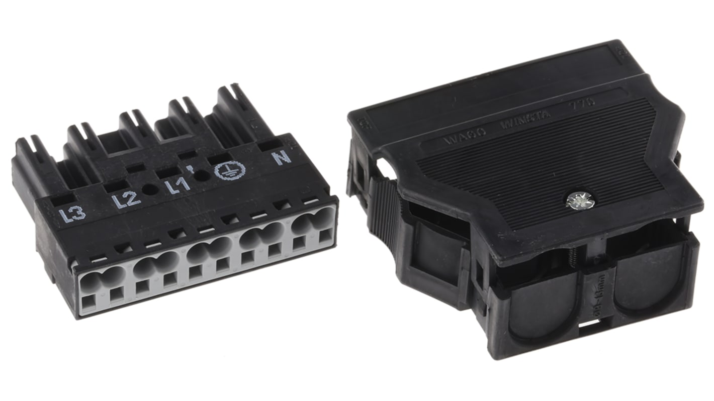 Conector de iluminación Macho 770, 5 Polos, Montaje en orificio pasante, 400 V, 25A, IP20