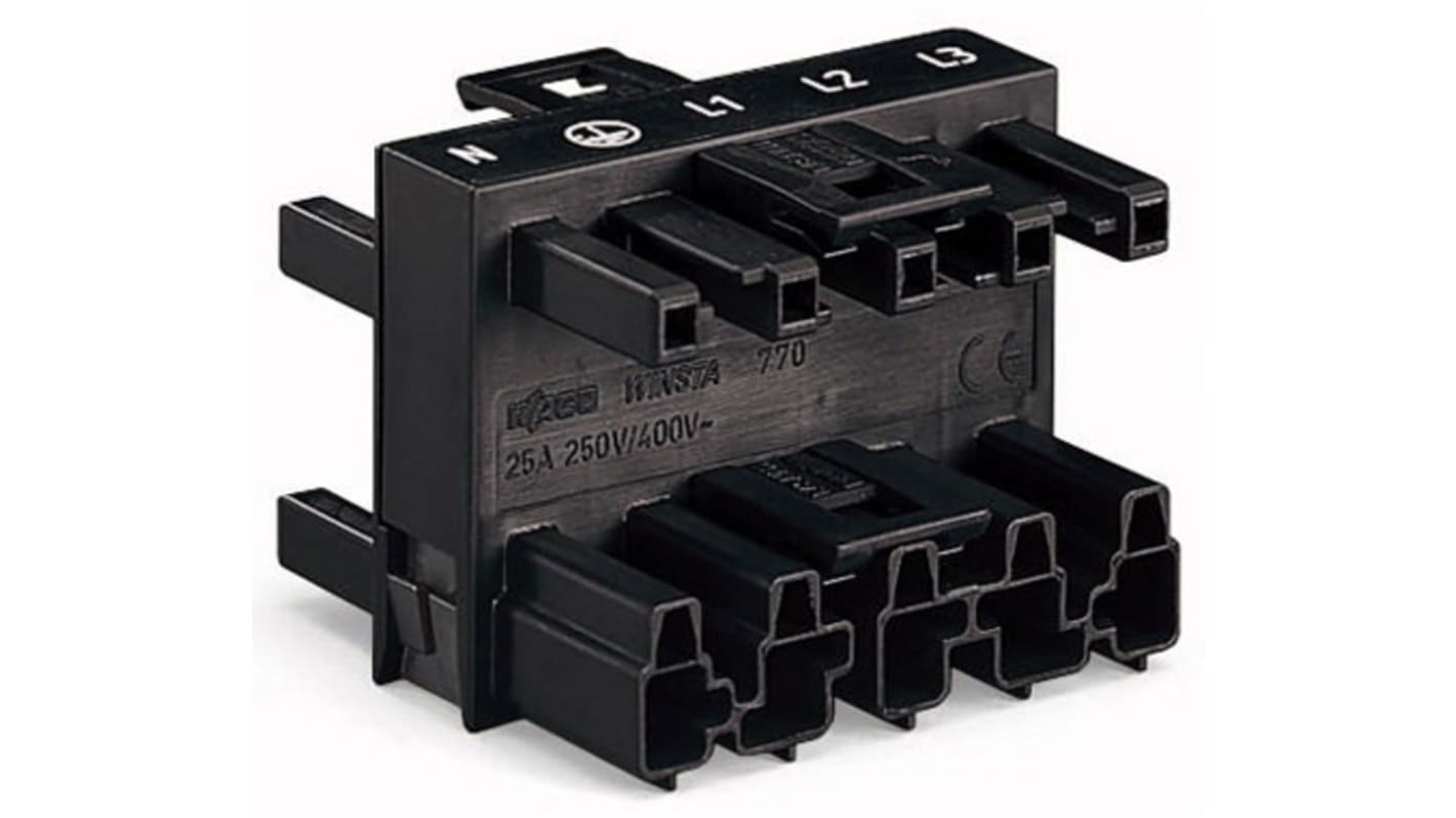 770609 Wago 770 Series Distribution Block, 5Pole, Male to Female, 4